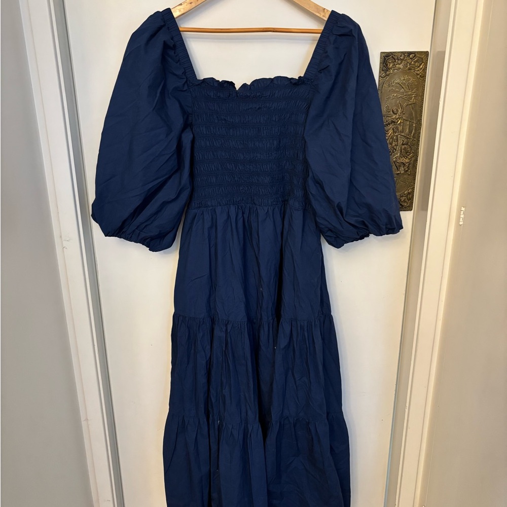 Sea New York Blue Smocked Tiered Sundress